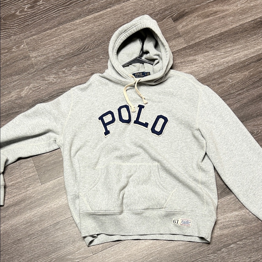 Polo by Ralph Lauren Light Gray Hoodie with Navy Logo